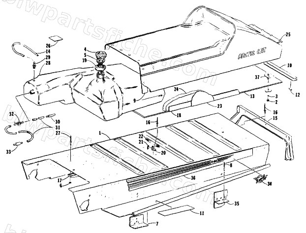 TUNNEL, GAS TANK AND SEAT diagram