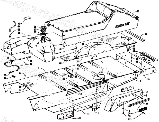 TUNNEL, GAS TANK, SEAT, AND TOOLBOX diagram