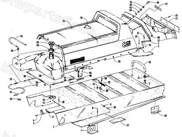 TUNNEL, GAS TANK, SEAT, AND TOOLBOX diagram