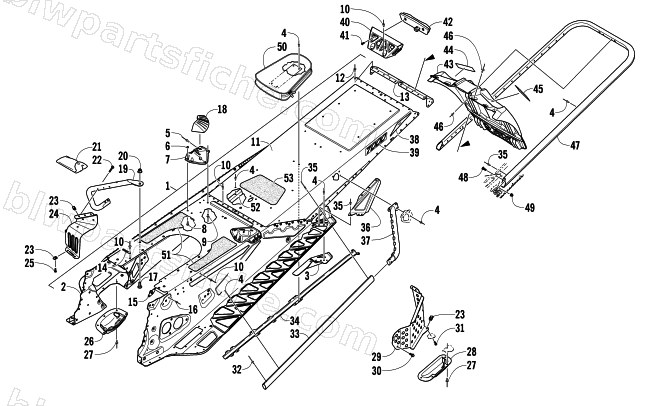 TUNNEL, REAR BUMPER, AND SNOWFLAP ASSEMBLY diagram