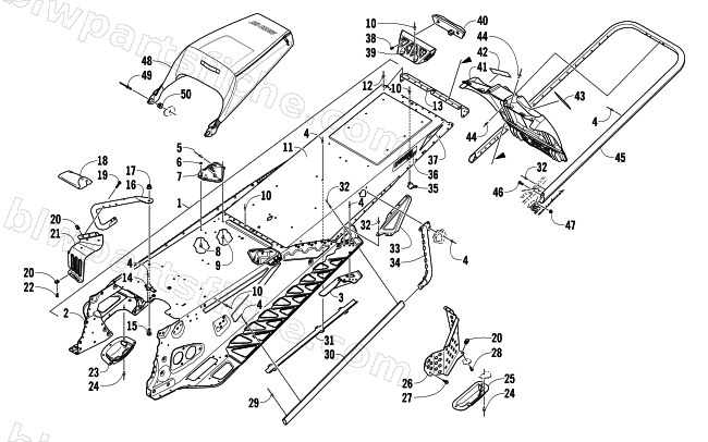 TUNNEL, REAR BUMPER, AND SNOWFLAP ASSEMBLY diagram