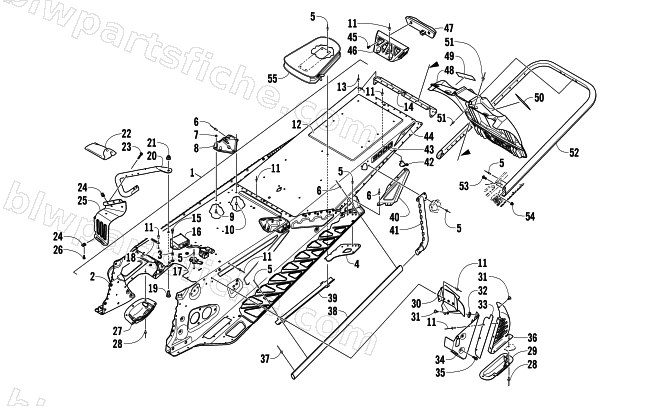 TUNNEL, REAR BUMPER, AND SNOWFLAP ASSEMBLY diagram