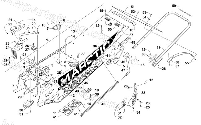 TUNNEL, REAR BUMPER, AND SNOWFLAP ASSEMBLY diagram