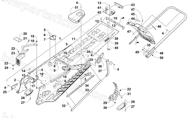 TUNNEL, REAR BUMPER, AND SNOWFLAP ASSEMBLY diagram