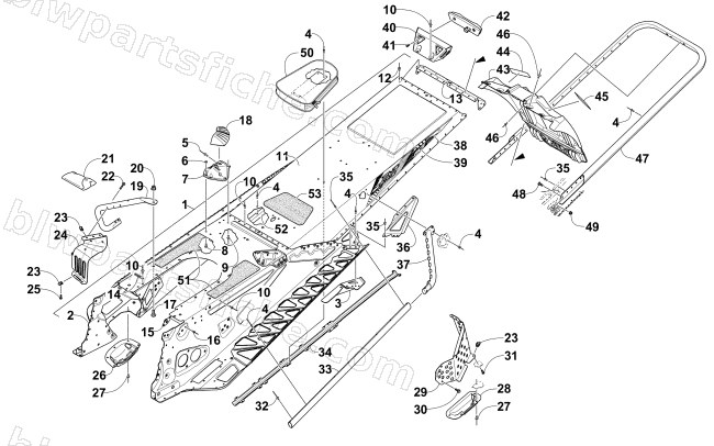 TUNNEL, REAR BUMPER, AND SNOWFLAP ASSEMBLY diagram