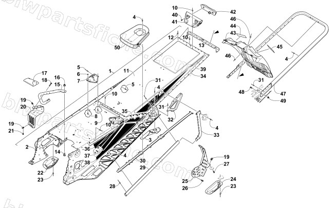 TUNNEL, REAR BUMPER, AND SNOWFLAP ASSEMBLY diagram