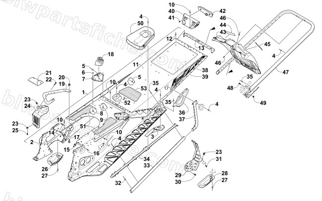 TUNNEL, REAR BUMPER, AND SNOWFLAP ASSEMBLY diagram