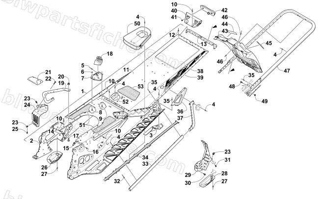 TUNNEL, REAR BUMPER, AND SNOWFLAP ASSEMBLY diagram