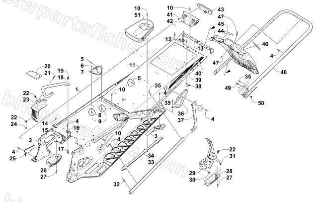 TUNNEL, REAR BUMPER, AND SNOWFLAP ASSEMBLY diagram