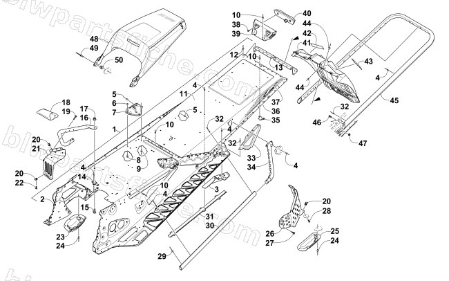 TUNNEL, REAR BUMPER, AND SNOWFLAP ASSEMBLY diagram