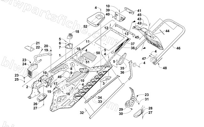 TUNNEL, REAR BUMPER, AND SNOWFLAP ASSEMBLY diagram