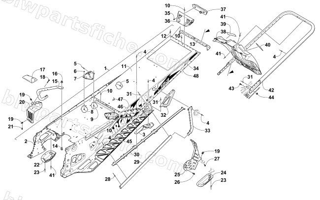 TUNNEL, REAR BUMPER, AND SNOWFLAP ASSEMBLY diagram