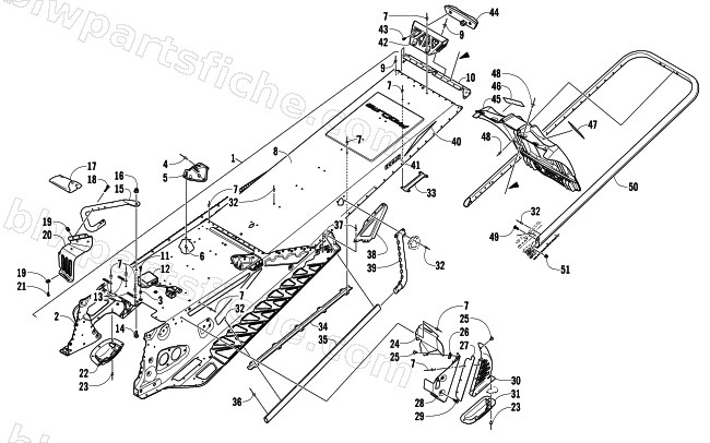 TUNNEL, REAR BUMPER, AND SNOWFLAP ASSEMBLY diagram
