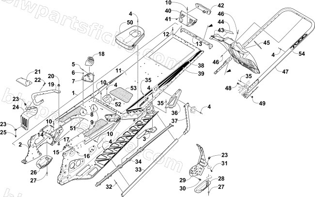 TUNNEL, REAR BUMPER, AND SNOWFLAP ASSEMBLY diagram