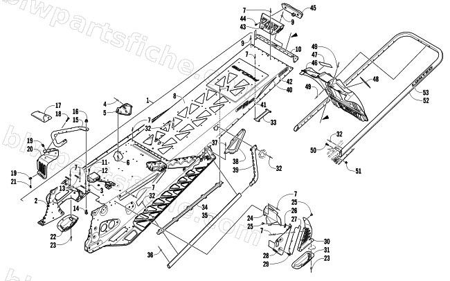 TUNNEL, REAR BUMPER, AND SNOWFLAP ASSEMBLY diagram
