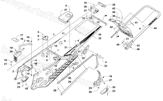 TUNNEL, REAR BUMPER, AND SNOWFLAP ASSEMBLY diagram