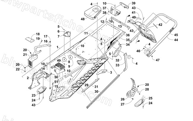 TUNNEL, REAR BUMPER, AND SNOWFLAP ASSEMBLY diagram