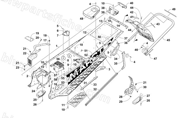 TUNNEL, REAR BUMPER, AND SNOWFLAP ASSEMBLY diagram