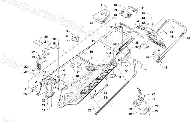 TUNNEL, REAR BUMPER, AND SNOWFLAP ASSEMBLY diagram