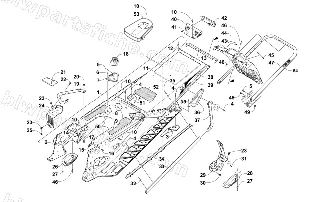 TUNNEL, REAR BUMPER, AND SNOWFLAP ASSEMBLY diagram