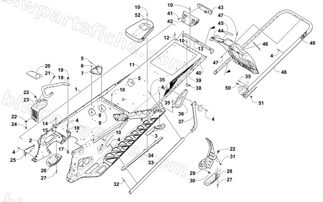 TUNNEL, REAR BUMPER, AND SNOWFLAP ASSEMBLY diagram