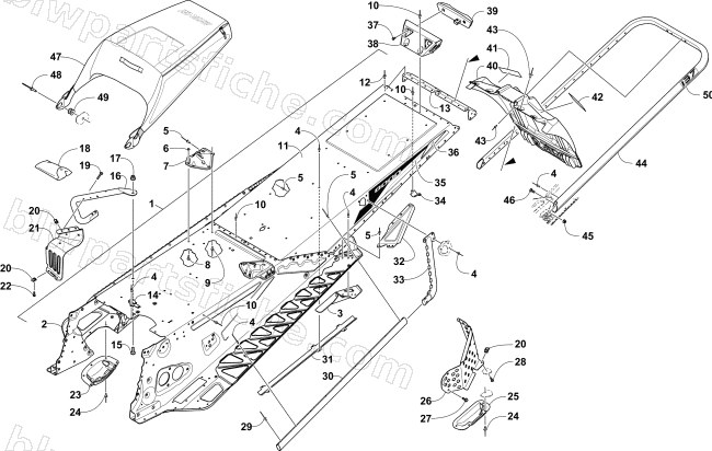 TUNNEL, REAR BUMPER, AND SNOWFLAP ASSEMBLY diagram