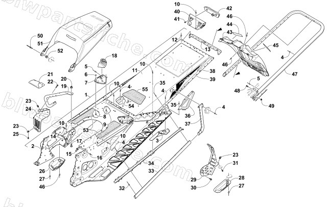 TUNNEL, REAR BUMPER, AND SNOWFLAP ASSEMBLY diagram