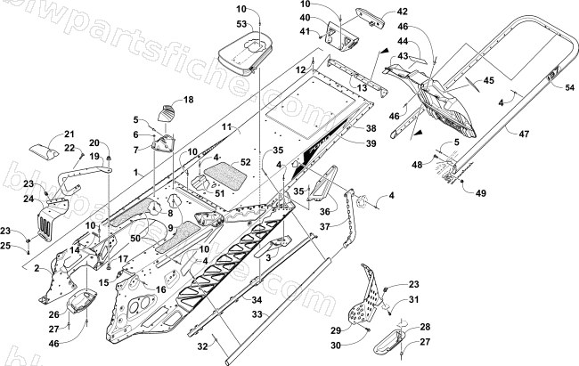 TUNNEL, REAR BUMPER, AND SNOWFLAP ASSEMBLY diagram