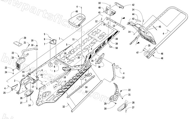 TUNNEL, REAR BUMPER, AND SNOWFLAP ASSEMBLY diagram