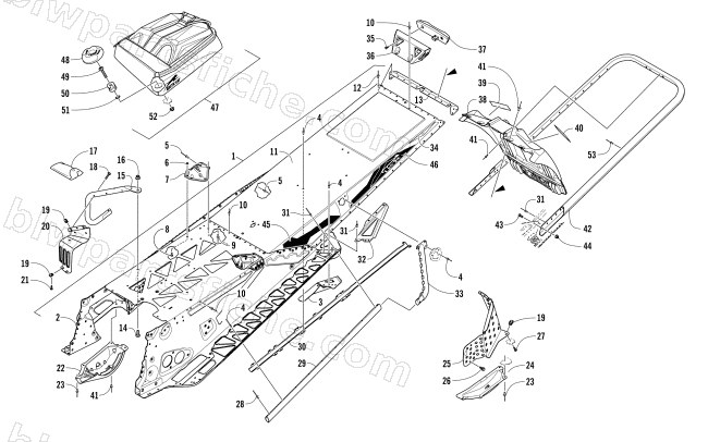 TUNNEL, REAR BUMPER, AND SNOWFLAP ASSEMBLY diagram