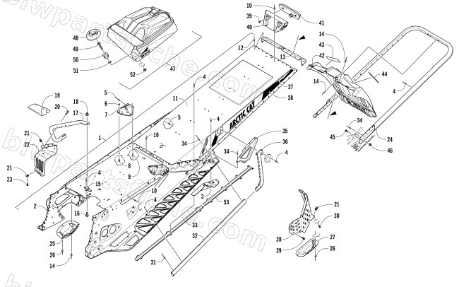 TUNNEL, REAR BUMPER, AND SNOWFLAP ASSEMBLY diagram