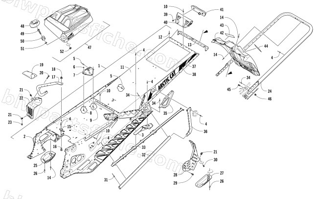 TUNNEL, REAR BUMPER, AND SNOWFLAP ASSEMBLY diagram