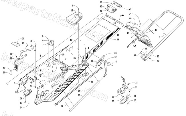TUNNEL, REAR BUMPER, AND SNOWFLAP ASSEMBLY diagram