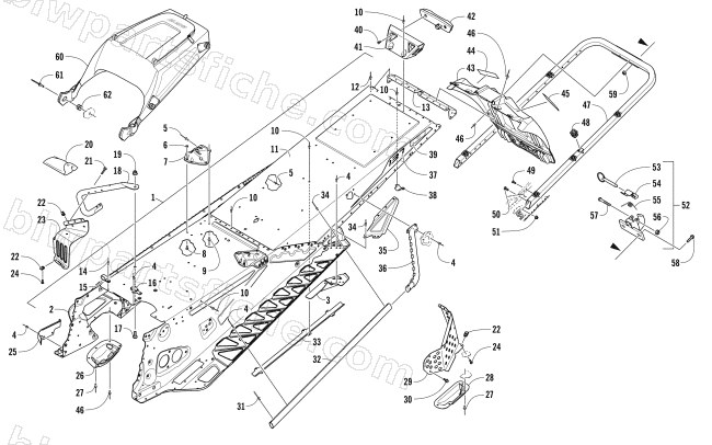 TUNNEL, REAR BUMPER, AND SNOWFLAP ASSEMBLY diagram