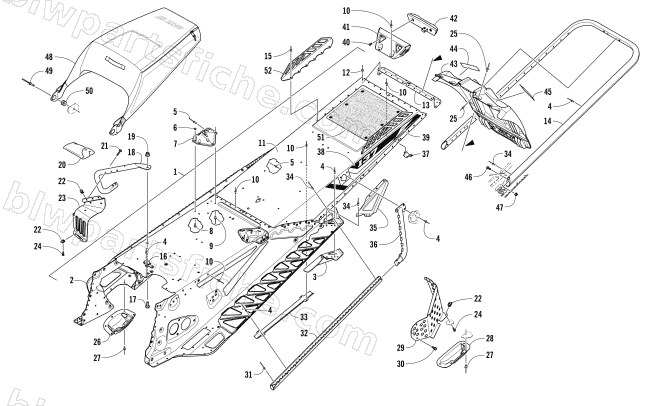 TUNNEL, REAR BUMPER, AND SNOWFLAP ASSEMBLY diagram