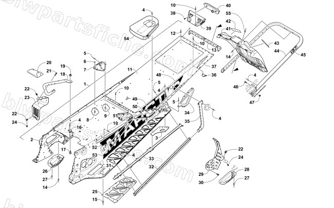TUNNEL, REAR BUMPER, AND SNOWFLAP ASSEMBLY diagram