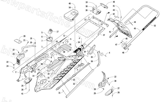 TUNNEL, REAR BUMPER, AND SNOWFLAP ASSEMBLY diagram
