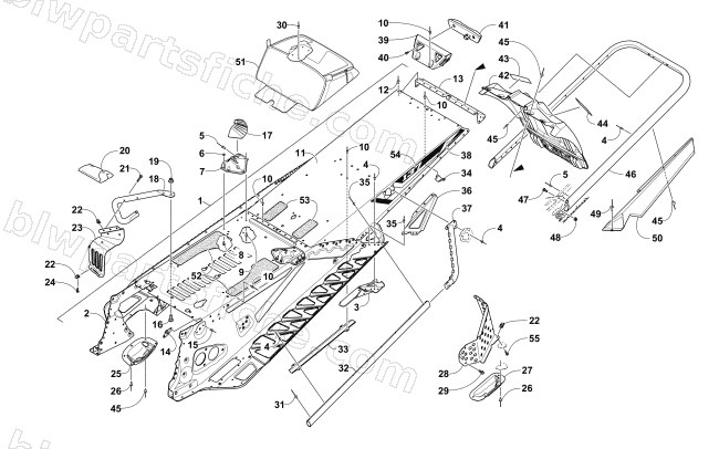 TUNNEL, REAR BUMPER, AND SNOWFLAP ASSEMBLY diagram