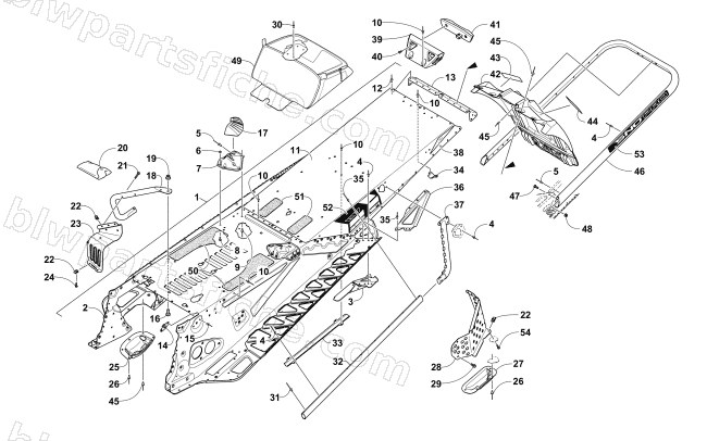 TUNNEL, REAR BUMPER, AND SNOWFLAP ASSEMBLY diagram