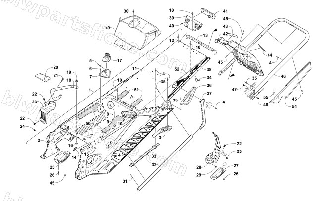 TUNNEL, REAR BUMPER, AND SNOWFLAP ASSEMBLY diagram