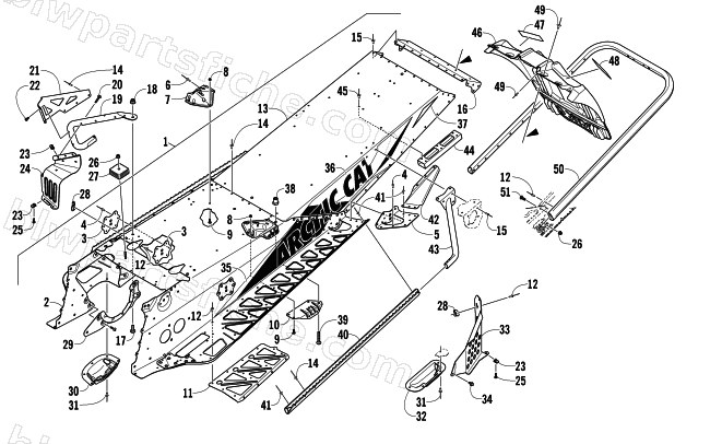 TUNNEL, REAR BUMPER, AND SNOWFLAP ASSEMBLY diagram