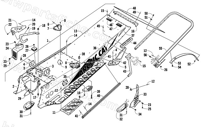 TUNNEL, REAR BUMPER, AND SNOWFLAP ASSEMBLY diagram