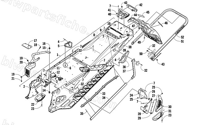 TUNNEL, REAR BUMPER, AND SNOWFLAP ASSEMBLY diagram