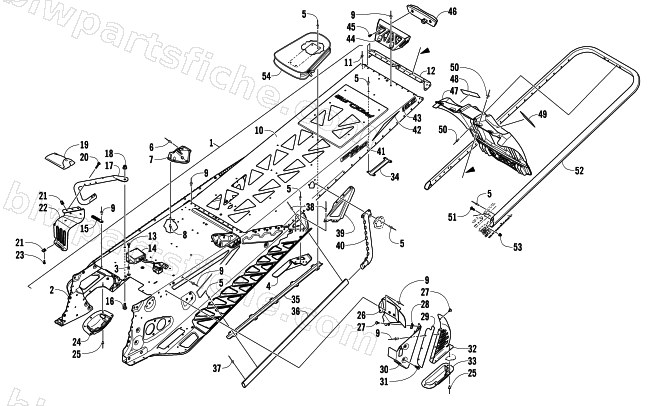 TUNNEL, REAR BUMPER, AND SNOWFLAP ASSEMBLY diagram