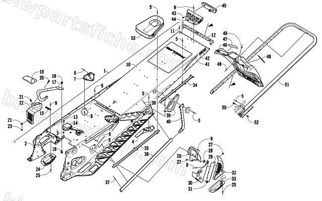 TUNNEL, REAR BUMPER, AND SNOWFLAP ASSEMBLY diagram