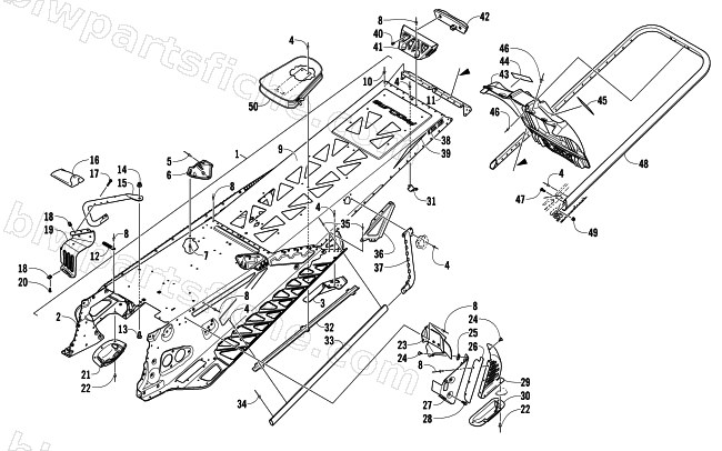 TUNNEL, REAR BUMPER, AND SNOWFLAP ASSEMBLY diagram