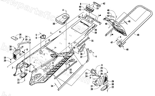 TUNNEL, REAR BUMPER, AND SNOWFLAP ASSEMBLY diagram