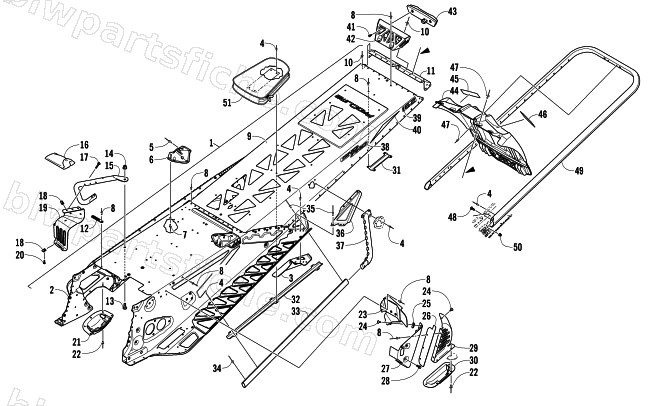TUNNEL, REAR BUMPER, AND SNOWFLAP ASSEMBLY diagram