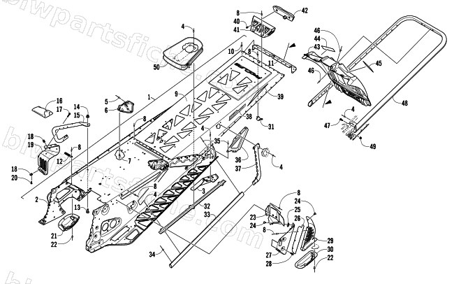 TUNNEL, REAR BUMPER, AND SNOWFLAP ASSEMBLY diagram