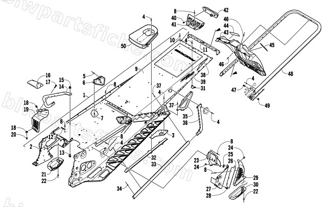 TUNNEL, REAR BUMPER, AND SNOWFLAP ASSEMBLY diagram